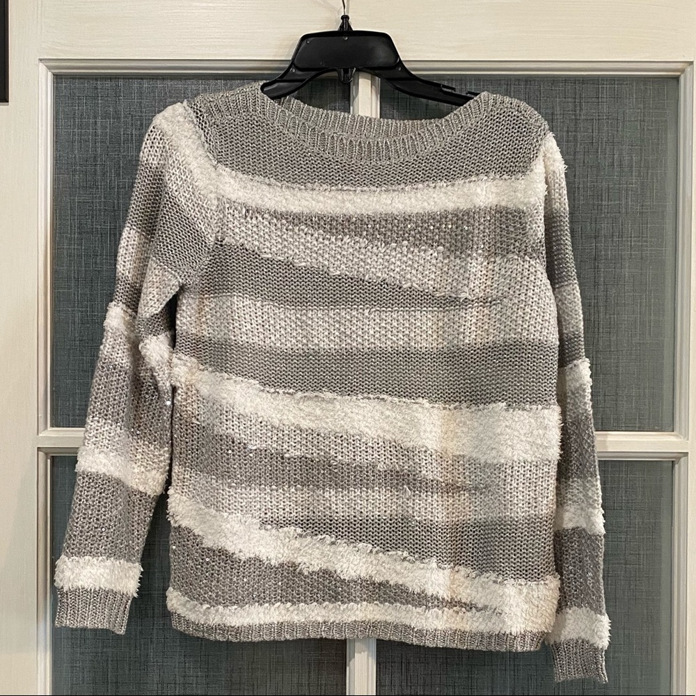 Ruby Rd Grey and White Sweater - Petite Small